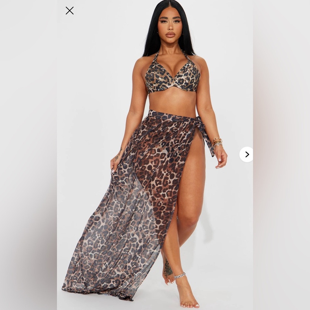 Leopard Print Bikini wrap sarong Sheer Cover-Up in size medium